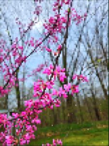 Pixelated tree flowers